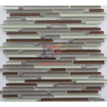 Strip Glass Mosaic with Stone Mosaic (CFS606)